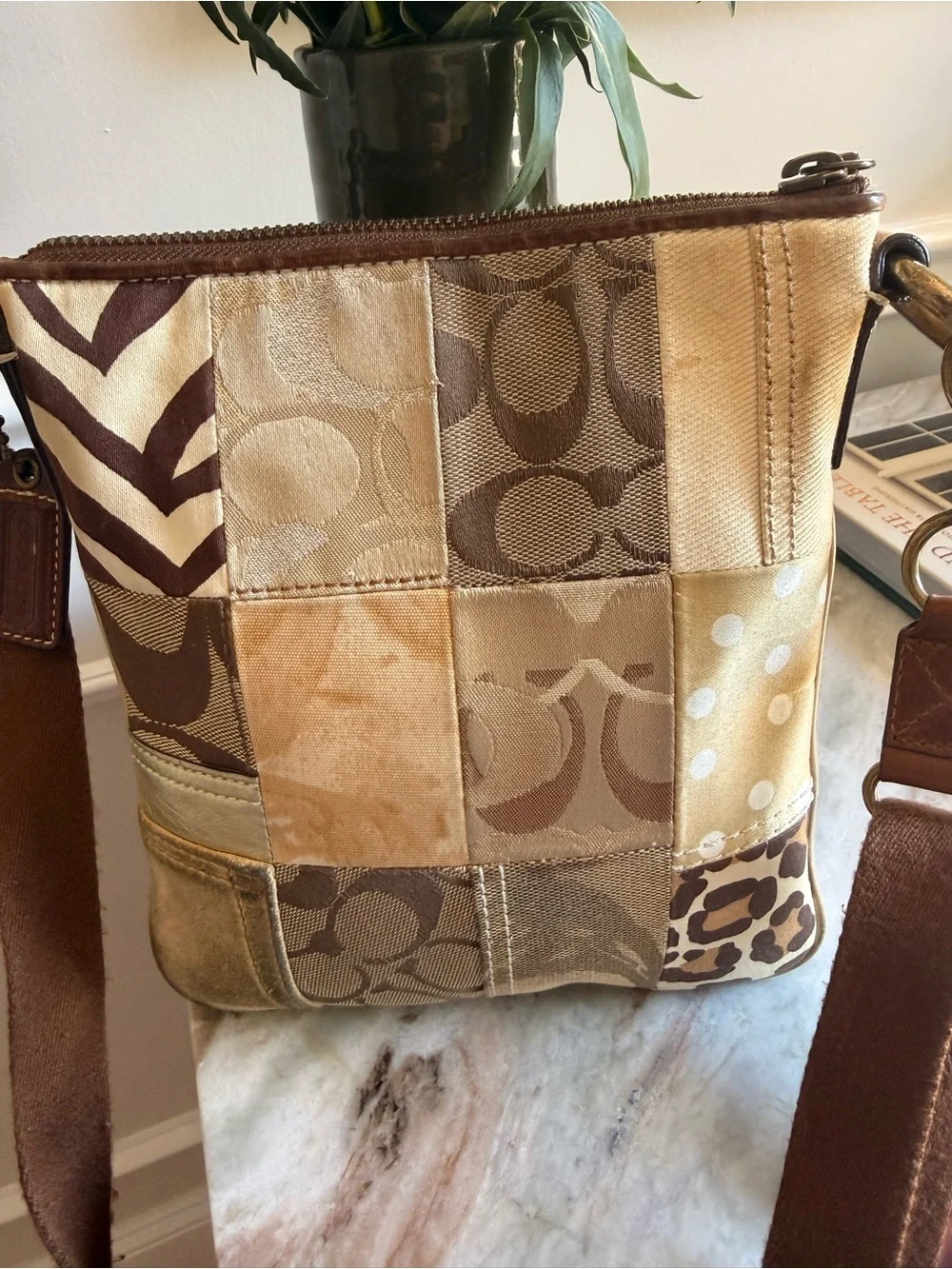 Coach Vintage Y2K Patchwork Bag Tan Crossbody‎ Swingpack